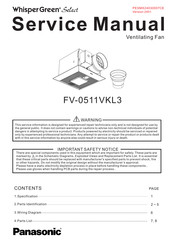 Panasonic WhisperGreen Select FV-0511VKL3 Service Manual