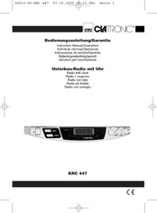 CTC Union Clatronic KRC 447 Instruction Manual And Guarantee