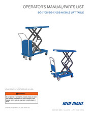 Blue Giant BG-770DB Operator's Manual & Parts List