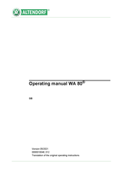 Altendorf WA 80 Operating Manual