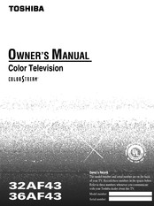 Toshiba 32AF43 Owner's Manual