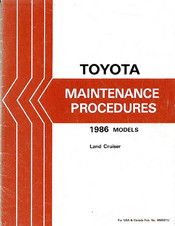 Toyota Land Cruiser 1986 Maintenance Procedures