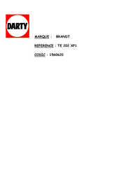 Brandt TE 202 XF1 Manual