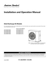 American Standard 4A7L5024N1000A Installation And Operation Manual