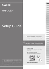 Canon i-SENSYS MF842Cdw Setup Manual