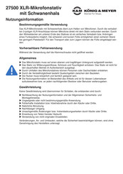 Konig & Meyer 27500 XLR Information For Use