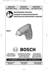 Bosch SPS10 Operating/Safety Instructions Manual