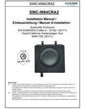 Alpine SWC-W84CRA2 Installation Manual