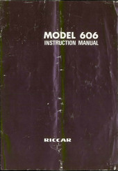 Riccar 606 Instruction Manual
