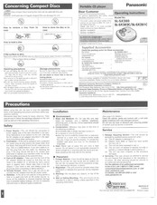 Panasonic SLSX282C - PORT. CD PLAYER Operating Instructions Manual