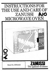 Zanussi MW632D Instructions For The Use And Care