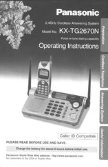 Panasonic KX-TG2670N - 2.4 GHz DSS Cordless Speakerphone Operating Instructions Manual