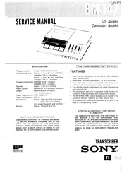 Sony BM147 - Cassette Transcriber Service Manual