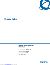 Nortel BSR222 1.0 Release Note