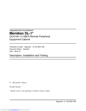 Northern Telecom Meridian SL-1 Installation Manual