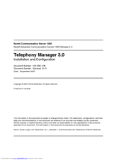 Nortel Telephony Manager 3.0 Installation And Configuration Manual