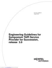 Nortel Symposium TAPI Service Provider for Succession 3.0 Reference Manual