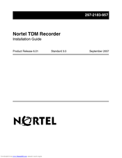 Nortel TDM Recorder Installation Manual