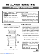 Electrolux EI30SM55JB Installation Instructions Manual