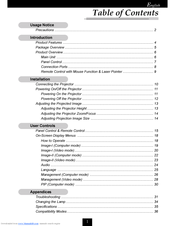 Optoma Single Chip DLP Projector User Manual