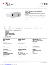 Optoma PT100 Specifications