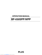 Plus BF-030SPP Operation Manual