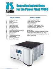 PS Audio Power Plant P1000 Operation Manual