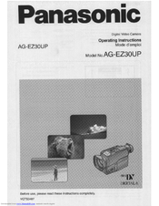 Panasonic AGEZ30UP - DIGITAL VIDEO CAMERA Operating Instructions Manual
