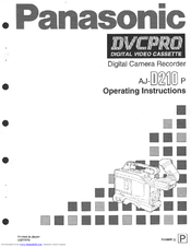 Panasonic AJD210 - DVCPRO(DIGITAL CAM R Operating Instructions Manual
