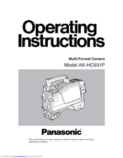 Panasonic AKHC931 - 720P SYSTEMS CAMERA Operating Instructions Manual