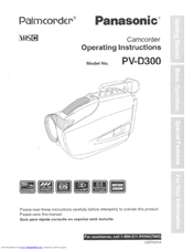 Panasonic Palmcorder PV-D300 Operating Instructions Manual