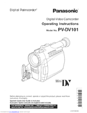 Panasonic PVDV101D - DIGITAL VIDEO CAMCOR Operating Instructions Manual