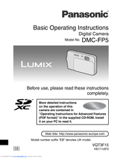 Panasonic DMC-FP5S Basic Operating Instructions Manual