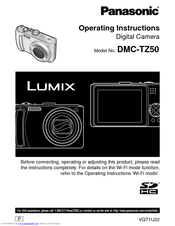 Panasonic DMC-TZ5K - Lumix Digital Camera Operating Instructions Manual