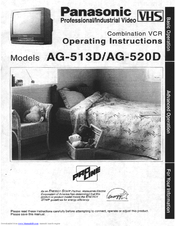 Panasonic AG513D - COMBINATION - VCR Operating Instructions Manual
