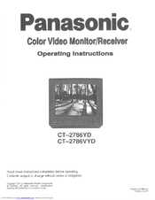 Panasonic CT2786VY - MONITOR/RECEIVER Operating Instructions Manual