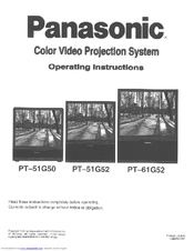 Panasonic PT-61G52 Operating Instructions Manual