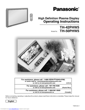 Panasonic Viera TH-50PHW5 Operating Instructions Manual