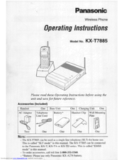 Panasonic KX-T7885W - 900 MHz MultiLine Wireless Phone Operating Instructions Manual