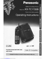 Panasonic KXTC1720B - 900 ANALOG W/CALL ID User Manual