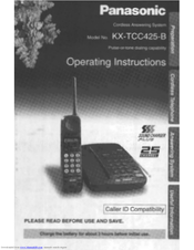 Panasonic KXTCC425B - CORDLES PHONE/1-DECK User Manual