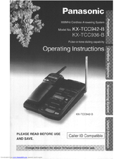Panasonic KXTCC942B - CORDLESS 900 ANALOG User Manual