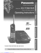 Panasonic KXTCM418B - CORDLES/ANS MAC/HYBR User Manual