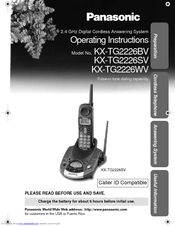 Panasonic KXTG2226W - 2.4GHZ DIGITAL PHONE Operating Instructions Manual