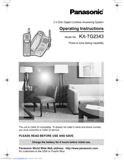 Panasonic KXTG2343P - 2.4 GHZ DIGITAL CDL Operating Instructions Manual