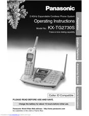 Panasonic KX-TG2730S - 2.4 GHz DSS Expandable Cordless Phone Operating Instructions Manual