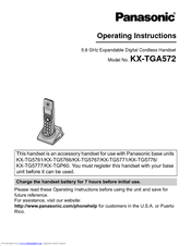 Panasonic TGA572S - Cordless Extension Handset Operating Instructions Manual