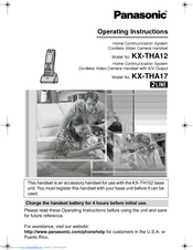 Panasonic KX-THA12 Operating Instructions Manual