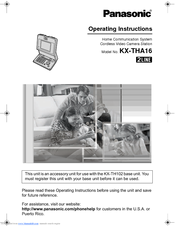 Panasonic KX-THA16 - Cordless Video Camera Station Operating Instructions Manual