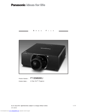 Panasonic PTDS8500U - DLP PROJECTOR Specifications